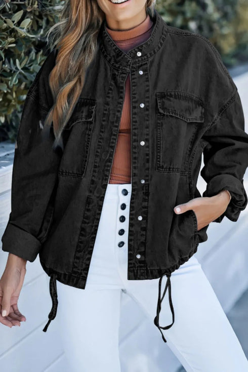 'Sable' Snap Down Denim Jacket - Celes Fashion
